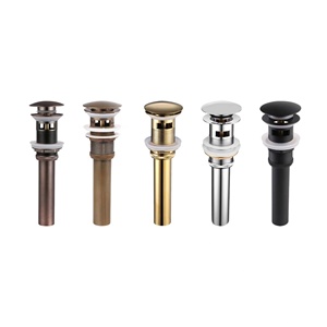 Residuos de bañera con orificio de sobreflujo Fregadero de agua de baño Desagüe de lavabo de latón de estilo emergente - Product Image 3