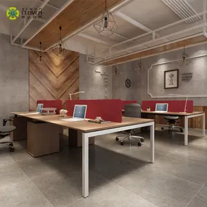 طاولة مكتبية حديثة قياسية من المصنع تتسع لأربع أشخاص ضمن مجموعة أثاث مكاتب عمل