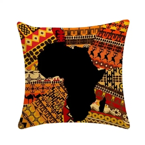 Taies d'oreiller en coton et lin pour décoration intérieure, taies d'oreiller africaines, carte d'afrique décorative ethnique - Product Image 5