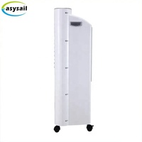 Petit ventilateur rafraîchisseur d'air solaire extérieur sur pied avec brumisateur, réservoir d'eau de 12 L, 3 vitesses de refroidissement pour usage domestique