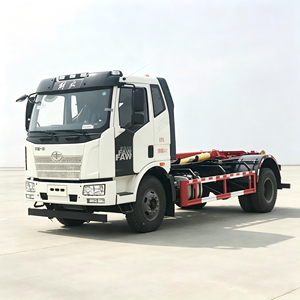 Camion benne à bras articulé FAW Jiefang de fabrication chinoise, camion à ordures multi-conteneurs à levage par crochet, alimenté au diesel pour l'élimination des déchets - Product Image 1