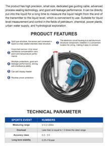 Hnl70a cấp công nghiệp đo mức chất lỏng thép không gỉ Float loại thả cảm biến - Product Image 6
