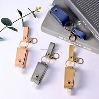 Porte-clés en cuir PU personnalisé avec logo, support promotionnel pour flacon de parfum ou désinfectant pour les mains, sac de rangement