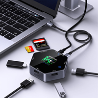 Hub USB-C 8 en 1 le plus récent, station d'accueil 10 Gbps avec affichage intelligent, 100 W PD USB 3.1 avec lecteur de carte SD/TF, pour ordinateur portable, PC, ordinateur de bureau