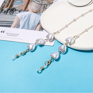 Chaîne de lunettes en forme de cœur avec perles imitation, en alliage, unisexe, pour usage quotidien, chaîne de corps tendance - Product Image 3