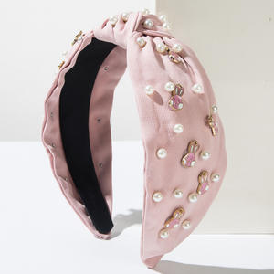 Diadema de Tela Color <span class=keywords><strong>Pastel</strong></span> con Lazo de Perlas y Conejo de Pascua, Hecha de Aleación - Product Image 5