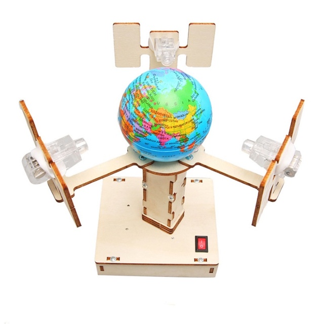 OKYN-G6554 Wooden DIY Geosynchronous Satellites Model Experiment DIY Kit