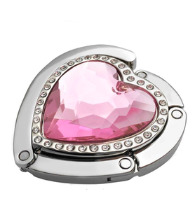 Support de sac à main pliable en forme de cœur scintillant avec crochet, support de sac à main de <span class=keywords><strong>table</strong></span>/bureau, robuste, avec strass, logo personnalisé, cadeau promotionnel - Product Image 2