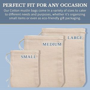 Eco Friendly Durable Cotton Luxury <b>Canvas</b> <b>Drawstring</b> Pouch Gift <b>Bag</b> for Tea Jewelry Wedding Party Favors Storage - Product Image 3