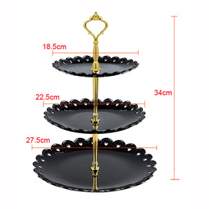 Customized Brand Modern Luxury 3-Tier Plastic Eco-Friendly Non-Toxic Mini Dessert Fruit Candy Display Dish Cake Serving Sets - Product Image 6