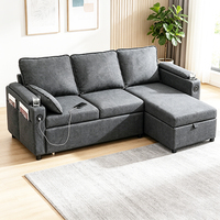 L-förmiges Ausziehbares Schlafsofa mit Verstautem Stauraum Modernes Design für Schlafzimmer Wohnzimmer & Kleine Apartments