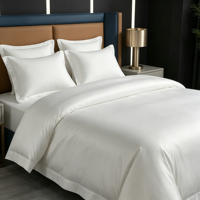 Ensemble de literie d'hôtel de qualité supérieure, économique, 100% coton, textile d'hôtel en gros, blanc, 4 pièces, housse de couette, drap, taie d'oreiller
