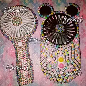 custom wholesale new usb desk battery rechargeable handheld portable mini fan crystal bling bling mini fan