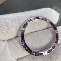 Modische Blau-Rosa Saphir-Gradient-Edelstein-Lünetten aus 18K Massivgold als Ersatzteil für Uhrenmodifikationen