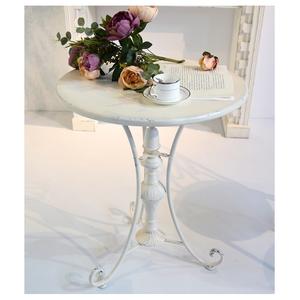 Innova European Style Farmhouse Retro White Round Iron Metal <b>Cottage</b> Coffee Table Decorative for Wedding Banquet Events - Product Image 4