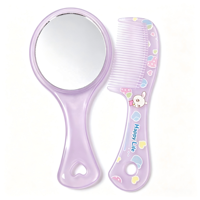 Ensemble miroir et peigne de voyage portables en gros d'usine, kit de miroir cosmétique et peigne en plastique, cadeau pour filles, accessoires de beauté pour la maison