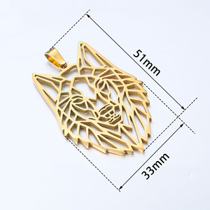 Accesorios de joyería de cabeza de Lobo ahuecados geométricos personalizados de acero inoxidable superventas transfronterizo de Jingxiang DIY Titani - Product Image 2