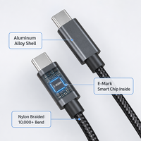 Câble USB C vers C 60W PD 3A Charge Rapide avec Puce E-Mark en Aluminium et Nylon Tressé pour MacBook iPhone Android Ordinateur Portable