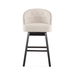 360 Degree Swivel Modern Metal <b>Bar</b> <b>Stool</b> with Stunning Nailhead Trim Set of <b>2</b> Beige for Home <b>Bar</b> & Hotel Use - Product Image 4