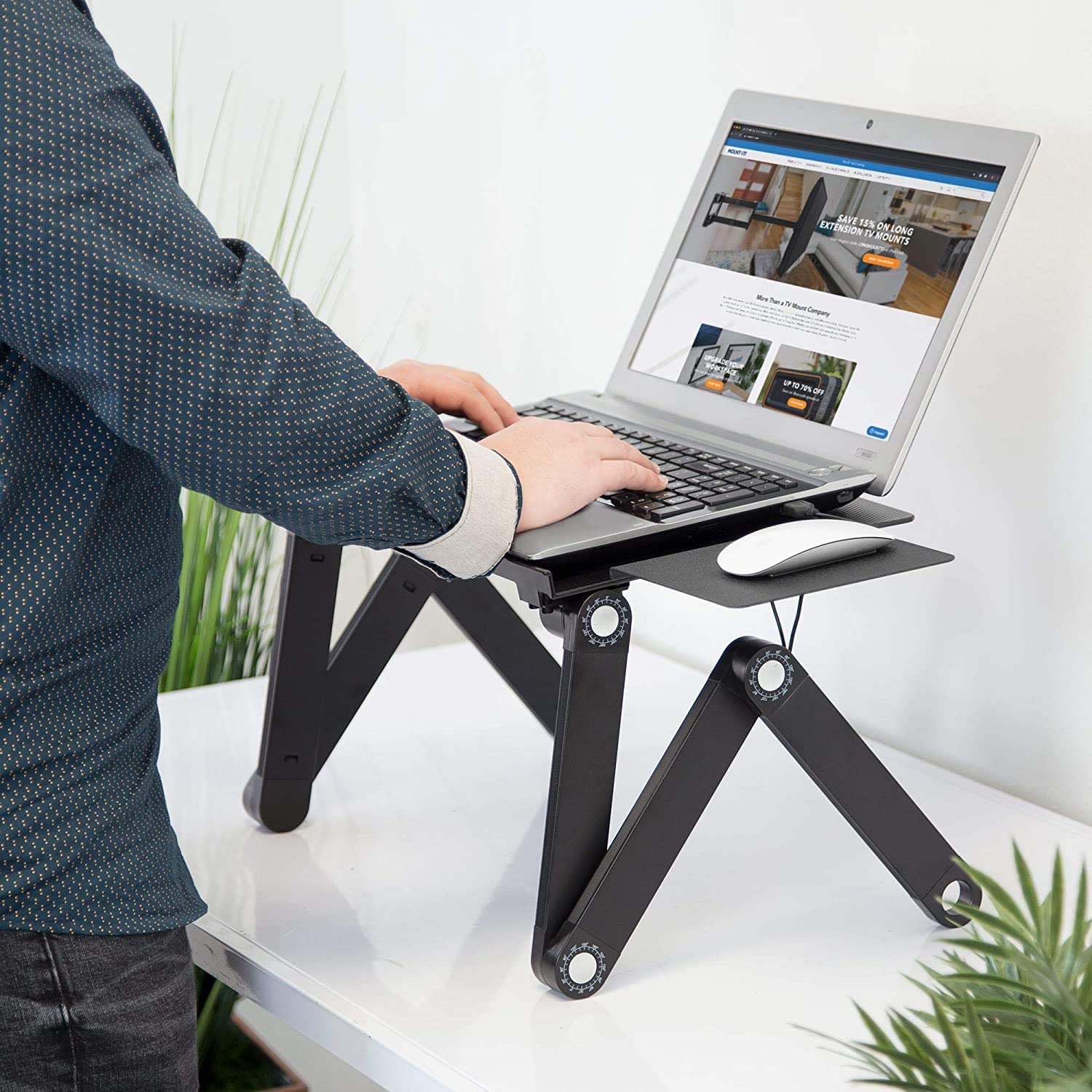 Adjustable and Portable Laptop Stand with Cooling fans & Mouse pad.