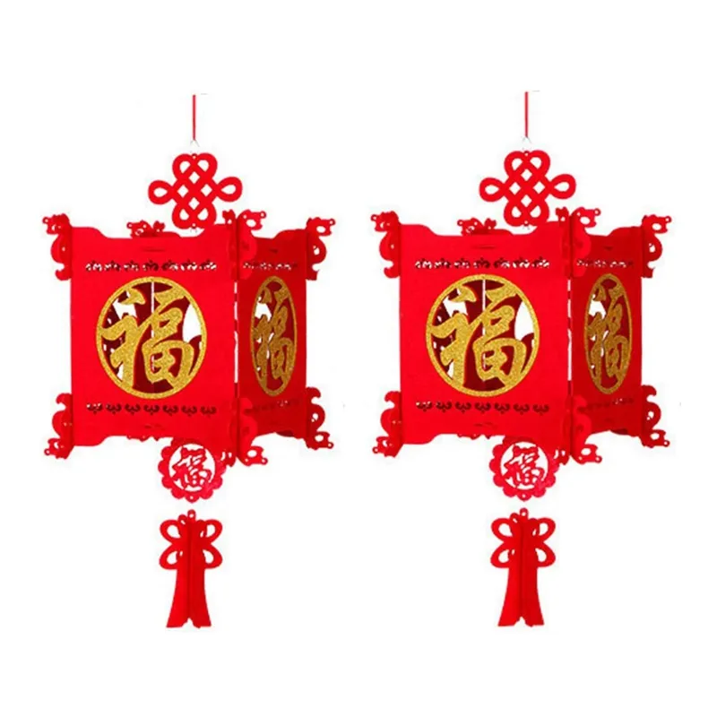 2 Stuk Gouden Fu Rode Chinese Lantaarns Decoraties Lantaarn Festival Viering Decor Voor Chinees Nieuwjaar Lentefestival