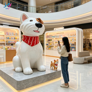 Sculptures d'animaux en fibre de verre durables (chat et <span class=keywords><strong>chien</strong></span>) pour la décoration d'entrée de magasin d'animaux - Product Image 1