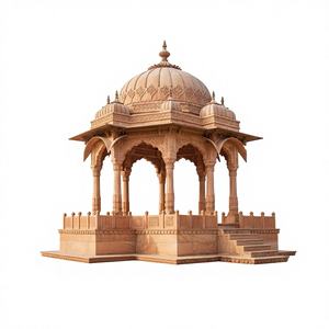 Pabellón de Jardín Chatri de Arenisca Rosa Tallado a Mano, Gazebo con Estructura de Cúpula de Patrimonio Indio para Paisajismo de Resorts y Palacios - Product Image 2