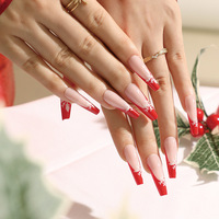 Ongles artificiels réutilisables de Noël avec logo personnalisé, fabrication directe, à presser, avec emballage personnalisé pour les fêtes