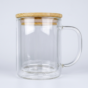 9oz 11oz 15oz Single Walled Eco-Friendly Dishwasher Safe Sublimation Snow Globe Glass Coffee <b>Mugs</b> Bamboo Lid Straw for Heat - Product Image 1