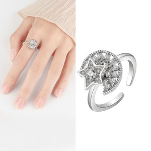 Changda Women 925 Sterling <strong>Silver</strong> Unique Clover Rotating Adjustable Anti Anxiety Fidget <strong>Spinner</strong> Spinning <strong>Spinner</strong> <strong>Ring</strong> - Product Image 6