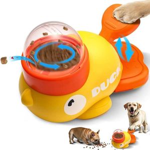 Distributeur automatique de nourriture pour animaux de compagnie en plastique en forme de canard pour chiens et chats - Distributeur interactif à alimentation lente avec entraînement IQ et conception anti-ingestion - Product Image 1