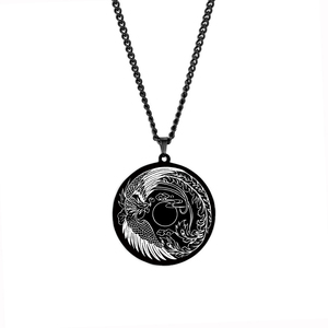 Amulette pour oiseau de feu solaire, phénix volant et croissant, collier pendentif en acier inoxydable, cadeau d'oiseaux de bon augure personnalisé - Product Image 6