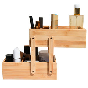 กล่องเครื่องประดับไม้ไผ่พับได้2ชั้นสำหรับเคาน์เตอร์ห้องน้ำ50x40x30cm วางน้ำหอมเครื่องสำอางอเนกประสงค์ - Product Image 1