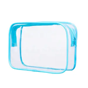 New Fashion Custom PVC Cosmetic Bag Clear Transparent Travel Makeup Bag Printed Logo Toiletry Bag