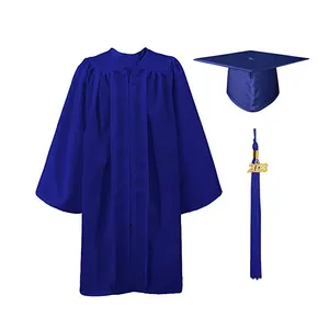 Gaun Wisuda Prasekolah Matte Royal Blue Matte dan Topi Rumbai