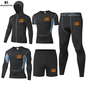 Magliette a Compressione da <span class=keywords><strong>Uomo</strong></span> per Fitness e Sport, Traspiranti e ad Asciugatura Rapida, con Logo e Collo Rotondo - Product Image 5