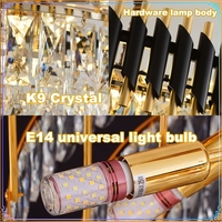 Style moderne Stock Salon Grande lampe de mariage italienne en or Lustre de plafond en cristal Lustre Lampes suspendues en cristal
