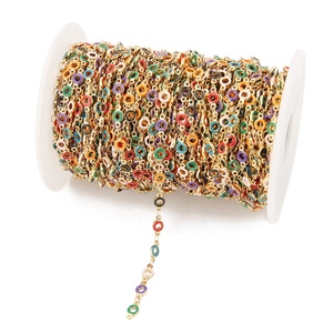 Cadenas de esmalte con diseño de donut para collares y pulseras infantiles DIY, accesorios y suministros, cadenas de esmalte con efecto de goteo de aceite para manualidades. - Product Image 1