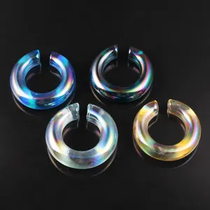 New Body Piercing Earring Jewelry Round Shape Mix Color Glass Ear Plugs Tunnels Stretchers Size 3ミリメートル-12ミリメートルEar Gauges Expander