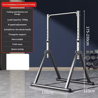 Mesin Pull Up Portabel Oem Heavy Duty, Rak Squat Lipat untuk Latihan Kekuatan di Rumah, Stasiun Fitness Multifungsi yang Dapat Disesuaikan