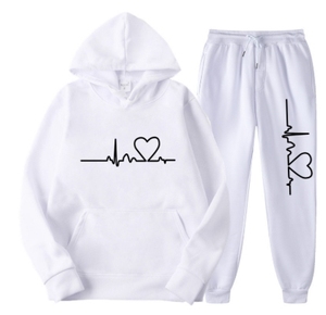 Completo da <span class=keywords><strong>uomo</strong></span> in pile con cappuccio Autunno Inverno 2026, Tuta sportiva trendy con motivo a cuore, <span class=keywords><strong>Abbigliamento</strong></span> casual da <span class=keywords><strong>uomo</strong></span> taglie forti - Product Image 4