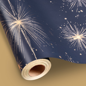Papel de regalo azul oscuro con estrellas doradas estampadas, papel de regalo premium para enviar a tu novio o padre, personalizable. - Product Image 1
