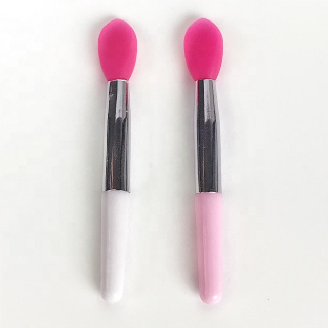 Pretty plastic small spoon brush lip gloss tube application silicone spatula