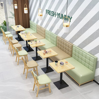 Meubles de restauration sur mesure pour restaurants : Table de salle à manger avec banquette en cuir, ensemble de chaises et table en bois pour la vente en gros