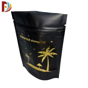 Custom Black Matte Gold Hot Stamping Matcha Packaging Reusable <strong>Zip</strong> Lock Stand up <strong>Pouch</strong> for Tea Chewing Gum Sushi Milk Jelly - Product Image 3