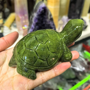 Nouveautés Figurines d'Animaux Tortue Sculptée en Pierre de Cristal de 11 cm Statues de Tortue en Cristal de <span class=keywords><strong>Jade</strong></span> Vert Naturel pour Décoration - Product Image 3