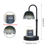 Nouvelle Arrivée Lampe Chauffe-Bougie Électrique en Métal et Verre en Forme de Fleur avec Abat-jour en Cristal, Intensité Réglable et Hauteur Ajustable, avec 2 Ampoules