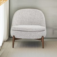 Fauteuil de salon moderne et minimaliste en tissu avec pieds en bois de frêne pour la maison, la villa ou l'hôtel