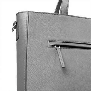 ELYSIAN INDUSTRIES Bolso Tote Moderno Unisex de Cuero Genuino, Color Gris Sólido, Cierre de Cremallera, Correa Ajustable, Compartimento Interior Resistente - Product Image 4