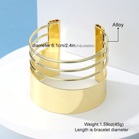 Boho Geometrisches Design Mehrschichtige Linien Armreif Feder Großer Kreis Stapelbarer Offener Armreif Armband-Set